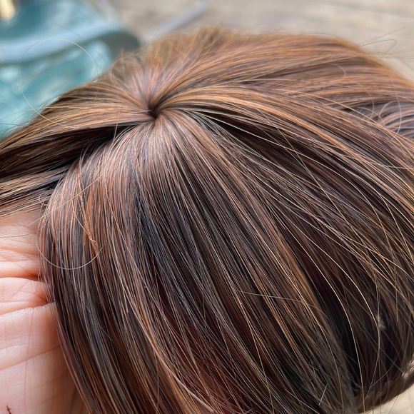 NWT 8” Chestnut dark brown topper straight blunt bangs price firm unless bundled - Picture 3 of 12